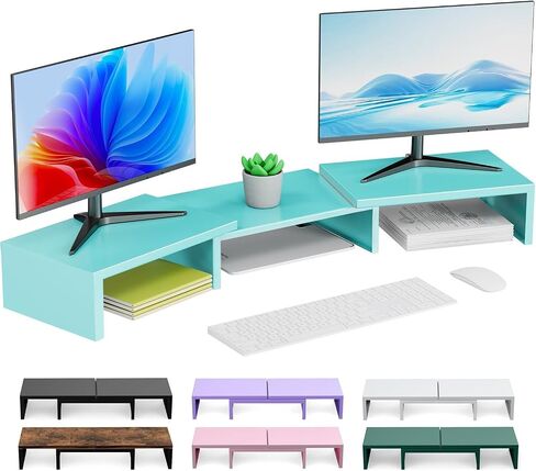 Dual Monitor Stand for Desk, Metal Computer Stand, Desk Shelf Riser,Desktop Organizer for Home and Office Use (White) in Saudi Arabia