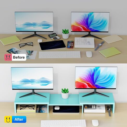 Dual Monitor Stand for Desk, Metal Computer Stand, Desk Shelf Riser,Desktop Organizer for Home and Office Use (White) in Saudi Arabia