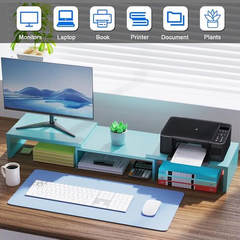 Dual Monitor Stand for Desk, Metal Computer Stand, Desk Shelf Riser,Desktop Organizer for Home and Office Use (White) in Saudi Arabia