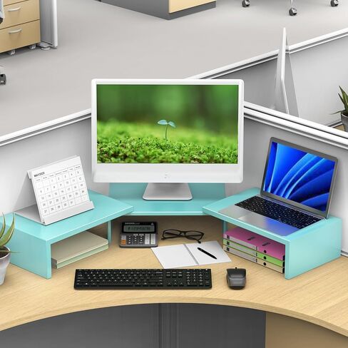 Dual Monitor Stand for Desk, Metal Computer Stand, Desk Shelf Riser,Desktop Organizer for Home and Office Use (White) in Saudi Arabia