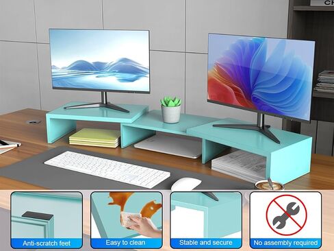 Dual Monitor Stand for Desk, Metal Computer Stand, Desk Shelf Riser,Desktop Organizer for Home and Office Use (White) in Saudi Arabia