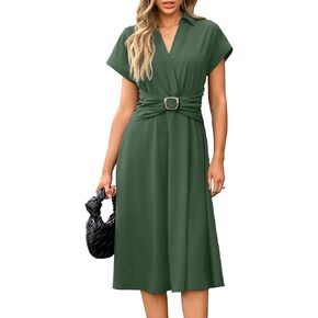Newshows Women Button Down Forted Shift Dress Free Warkle To Work Toorn in Kuwait
