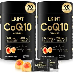 CoQ10 Gummies ، Co Q 10 ملحق خالي من السكر ، CQ10 600mg مع أوميغا 3 وفيتامين E ، والانزيم العالي امتصاص Q10 لليثى القلب ، والطاقة ومضادات الأكسدة ، ونكهة البرتقال ، 90 العدد in Kuwait