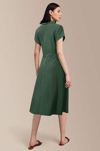 Newshows Women Button Down Tailored Fitted Shift Dress Free Wrinkle Wear to Work Business Casual Outfits Midi Office Clothes in Kuwait