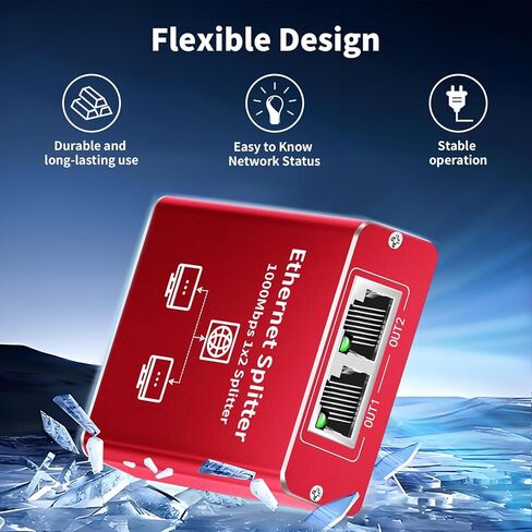 Ethernet Splitter 1 إلى 2 سرعة عالية 1000 ميغابت في الثانية ، Gigabit Ethernet Splitter ، LAN Splitter Dual LAN RJ45 PORT in Kuwait