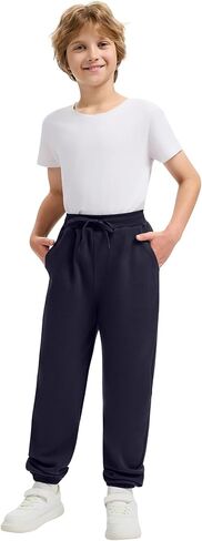 Kissonic 3 Pack Boys Girls Sweatpants Active Joggers Kids Elastic Waist Athletic Jogger Pants with Pockets Drawstring in Kuwait