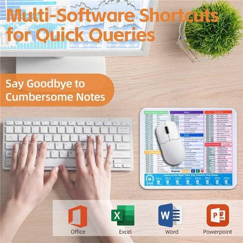 Excel/Word/PPT/Office Shortcuts Mousepad,Small Mousepad (11.8"x9.8") – Excel Cheat Sheet Mouse Pad,Mouse pad for Laptop,Home Office Essentials,Waterproof, Non-Slip,Eco-Friendly and Odorless in Kuwait