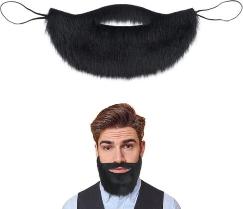 Yan Dream Men Fake Beard Adult False Mustache with Elastic Band Costume Facial Hair for Cosplay Party in Kuwait