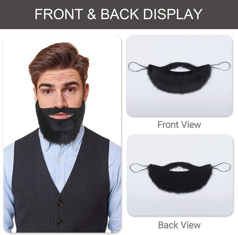 Yan Dream Men Fake Beard Adult False Mustache with Elastic Band Costume Facial Hair for Cosplay Party in Kuwait