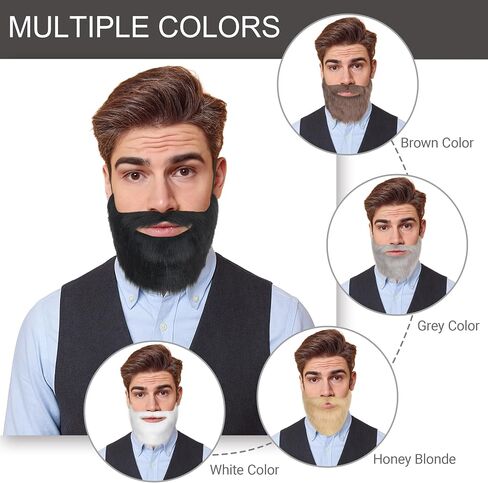 Yan Dream Men Fake Beard Adult False Mustache with Elastic Band Costume Facial Hair for Cosplay Party in Kuwait