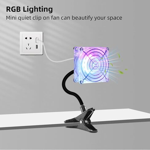 3.62" USB Clip on Fan 5V USB Boost 12V 3Pin Adapter with On/Off Switch Cooling Fan for Desktop Bed Frame and DIY Cooling Projects in Kuwait