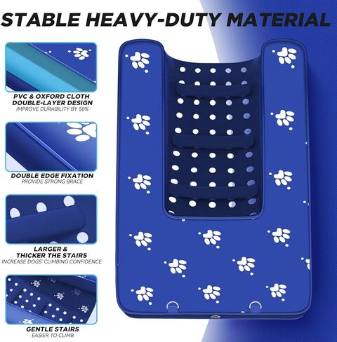 Inflatable Dock Platform, Dog Boat Ramp Floating Non-Slip Oxford and PVC with Water Ramp for Dogs Pool, Dock, Lake,Boat, with Traction Rope, Inflation Pump Blue (4.7ft x 3ft x 6in) in Kuwait