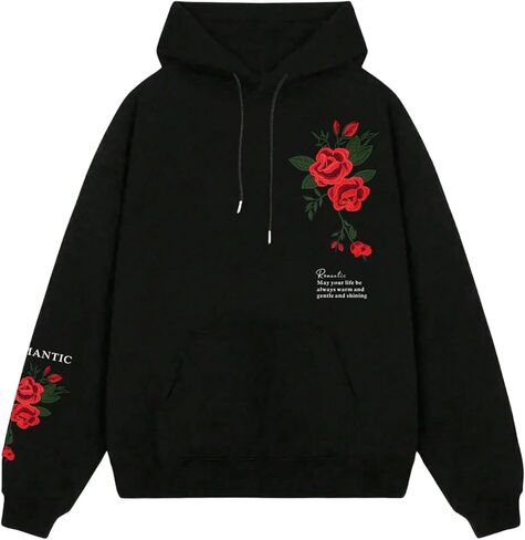 SOLY HUX Men's Floral Print Casual Graphic Hoodies Drawstring Long Sleeve Pullover Sweatshirt in Kuwait