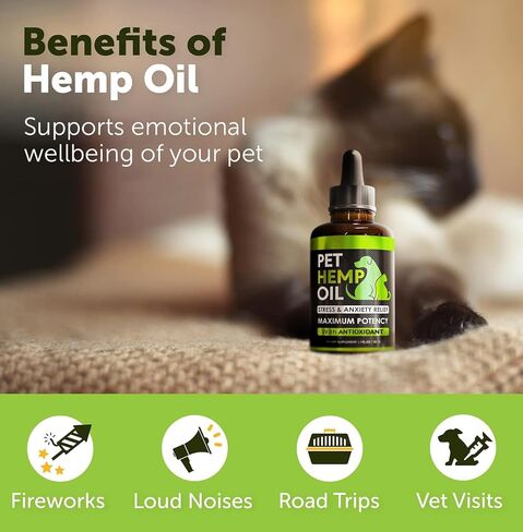 Hemp Oil for Dogs and Cats - Organic Hemp Oil Drops for Anxiety Relief, Stress,Pain, Calming, Sleep, Arthritis - Hip and Joint Support - Skin Health, Anti-Inflammatory - Omega 3-6-9 Pet Drops (2 Pack) in Saudi Arabia