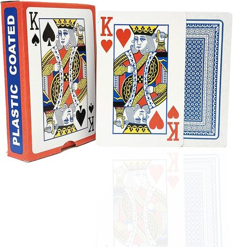 أوراق اللعب الكلاسيكية ، Deck of Cards القياسية ، دائمة وسلسة للبوكر ، Blackjack ، وجميع ألعاب الورق للعبة طاولة الحفلات العائلية (أحمر) in Kuwait
