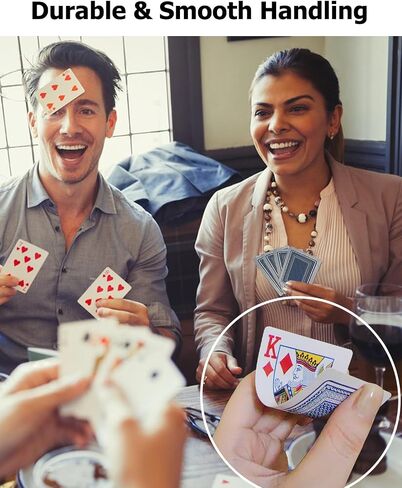 أوراق اللعب الكلاسيكية ، Deck of Cards القياسية ، دائمة وسلسة للبوكر ، Blackjack ، وجميع ألعاب الورق للعبة طاولة الحفلات العائلية (أحمر) in Kuwait