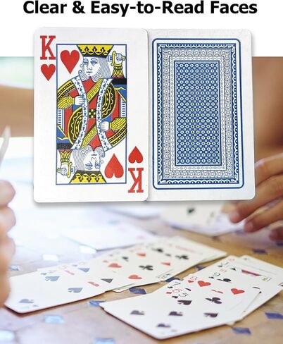 أوراق اللعب الكلاسيكية ، Deck of Cards القياسية ، دائمة وسلسة للبوكر ، Blackjack ، وجميع ألعاب الورق للعبة طاولة الحفلات العائلية (أحمر) in Kuwait
