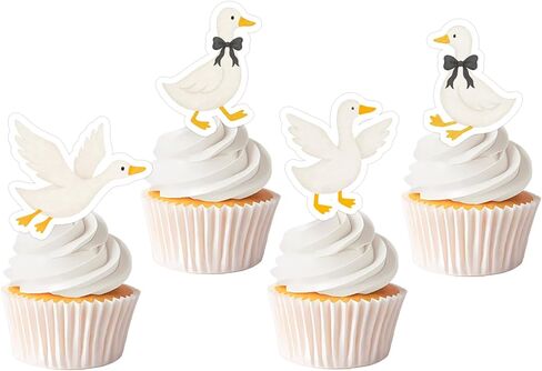 Goose Theme Decoration, 36PCS Goose 1st Birthday Cupcake Topper Farm Animal Goose Decorations for Girls Boys Baby Shower Birthday Party Supplies in Saudi Arabia