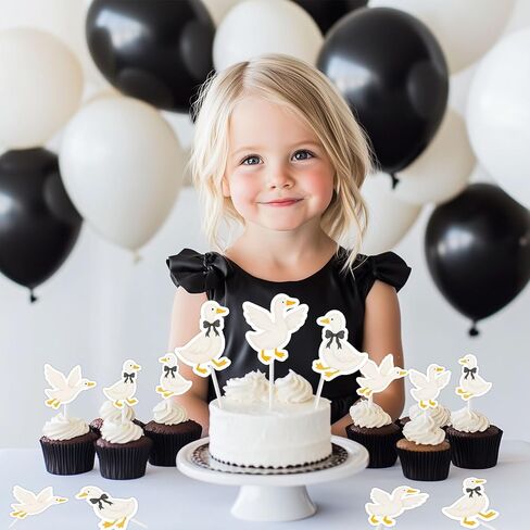 Goose Theme Decoration, 36PCS Goose 1st Birthday Cupcake Topper Farm Animal Goose Decorations for Girls Boys Baby Shower Birthday Party Supplies in Saudi Arabia