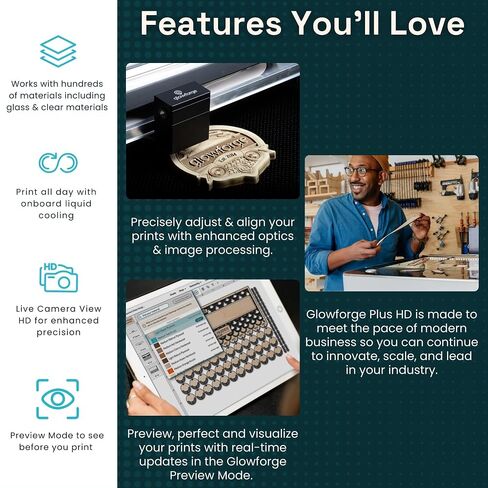 Glowforge Pro HD Laser Cutter and Engraver Machine with 45W CO2 Laser - Ultimate Power Laser Engraver with Cooling for Fast Laser Engraving on Wood, Leather, Metal, and Stone in Saudi Arabia