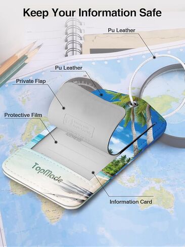 علامة الأمتعة الذكية المصنوعة من Topmade مع Apple Find ، علامات الأمتعة الجلدية المتميزة للحقيبة ، وأكياس السفر ، وحقائب الظهر ، وعلامة حقيبة مضادة للضوء للسفر مع بطاقة خصوصية اسم ، قابلة لإعادة الشحن in Kuwait