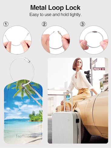 علامة الأمتعة الذكية المصنوعة من Topmade مع Apple Find ، علامات الأمتعة الجلدية المتميزة للحقيبة ، وأكياس السفر ، وحقائب الظهر ، وعلامة حقيبة مضادة للضوء للسفر مع بطاقة خصوصية اسم ، قابلة لإعادة الشحن in Kuwait