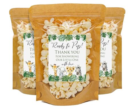 Winnie the Pooh Baby Shower Popcorn Bag & Sticker Favors (Kraft Stand up Bags & Stickers 30 COUNT) in Kuwait