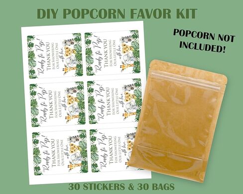 Winnie the Pooh Baby Shower Popcorn Bag & Sticker Favors (Kraft Stand up Bags & Stickers 30 COUNT) in Kuwait