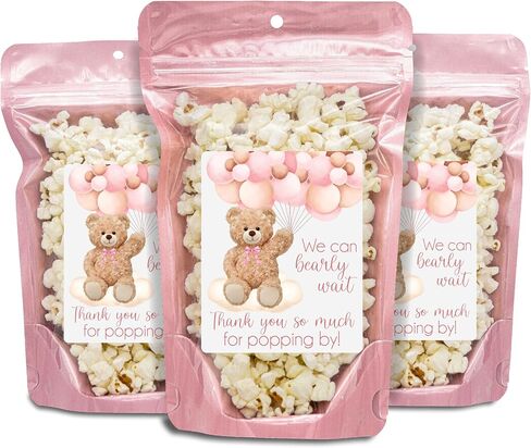 Winnie the Pooh Baby Shower Popcorn Bag & Sticker Favors (Kraft Stand up Bags & Stickers 30 COUNT) in Kuwait