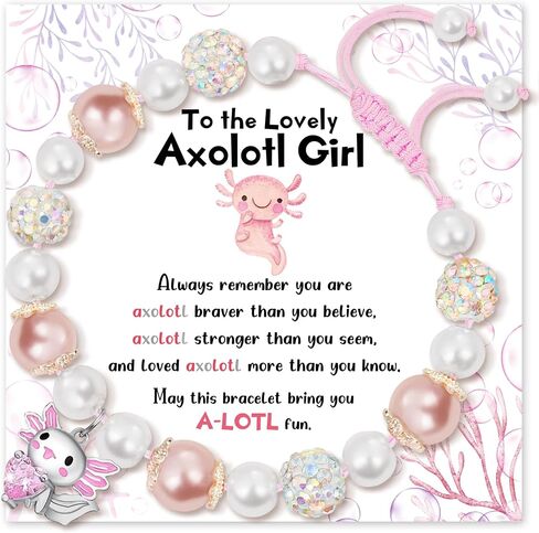Axolotl Bracelet for Girls, Cute Axolotl Gifts as Mothers Day Gift for Daughter Granddaughter Niece, Adjustable Graduation Girls Bracelet Axolotl Stuff with Lovely Card Kawaii Gifts in Saudi Arabia