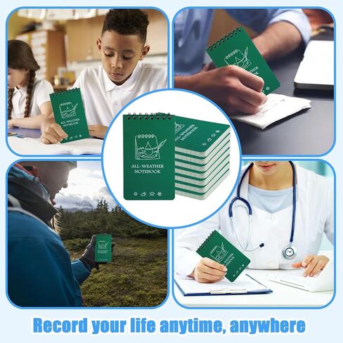 8Pcs Waterproof Notebooks, 3x5 Writing in the Rain Pocket Notebook, Top Spiral Field Mini Notepad for Police Military Men Outdoor Activities（Colorful） in Saudi Arabia