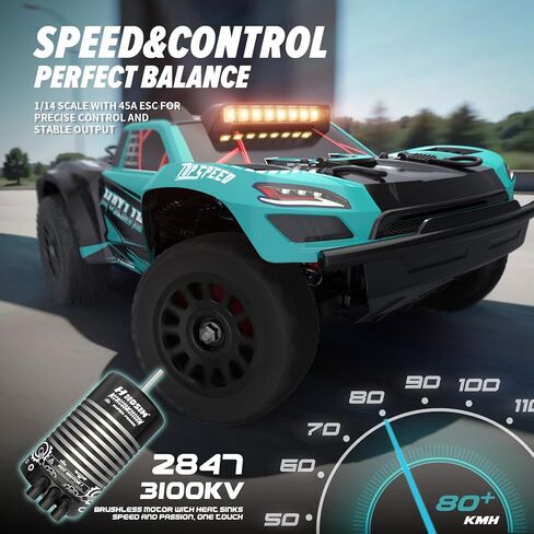 Hosim 1/14 سيارات RC بدون فرش للبالغين بسرعة 50 ميلاً في الساعة ، وشاحنات RC 4x4 جميع التضاريس على الطريق مقاوم للماء عالي السرعة RC Car التحكم عن بعد الشاحنة Carro de Control Remoto Para مع بطارية 3S in Kuwait