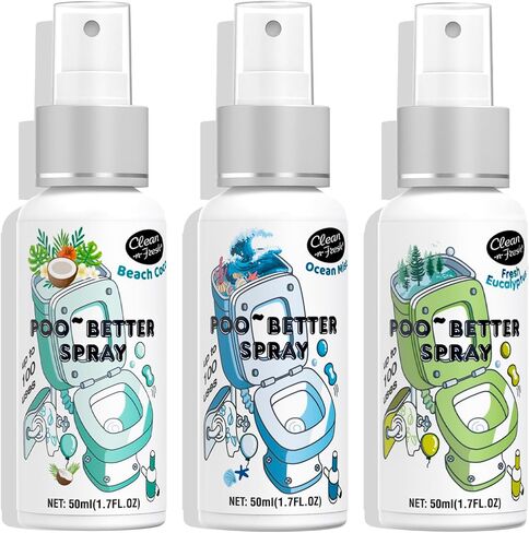 Clean-n-Fresh Toilet Spray, Variety Pack of 3 - Citrus/Lavender/Hibiscus, Bathroom & Toilet Odor Elimination, Travel Size 1.7 Fl Oz Each, Total 5.1 Fl Oz in Saudi Arabia
