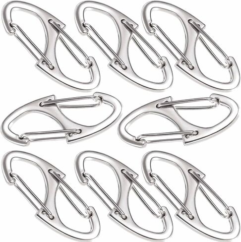 12pcs Zipper Anti Theft Locks, S Dual Opening Spring Carabiner for Backpacks, Zinc Alloy Zipper Pller Replacement for Camping Hiking Fishing Traveling- Black in Saudi Arabia