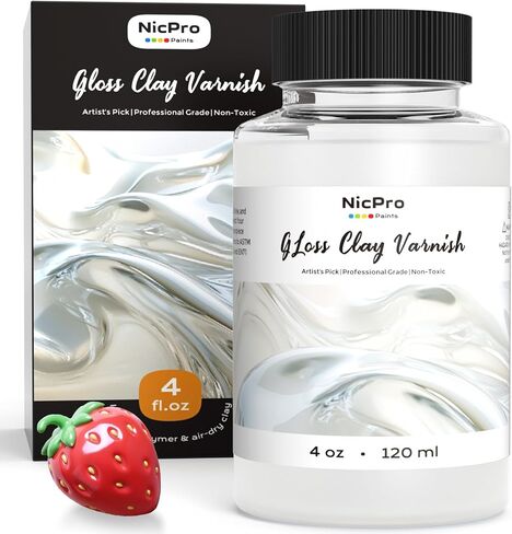 Nicpro Large Air Dry Clay Varnish (8.45 oz, 250ml), Air Dry Clay Glaze Sealant for Pottery, Air Dry Clay, Acrylic Paint, Waterproof Prevent Clay Sculpture Scratches, Cracking, Wear- High Gloss Effect in Saudi Arabia