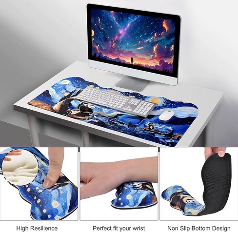 مجموعة دعم معصم Megrez Memory Memory Foam ، وسادة المكتب + راحة معصم + لوحة مفاتيح ، راحة معصم ، حصيرة لوحة مكتب الموجة غير المنقولة للمنزل/المكتب ، سماء غروب الشمس in Saudi Arabia