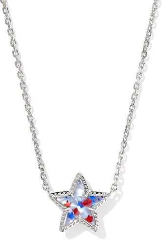 Kendra Scott Womens Cassidy Short Prendant Necklace Gold Red White Blue Star Inclusion Size One Size One in Kuwait