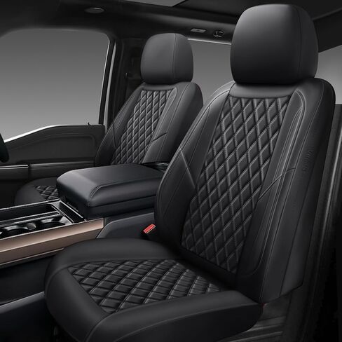 أغطية مقعد السيارة الجلدية المتميزة مجموعة كاملة ، ملائمة للسيارات والشاحنات وسيارات الدفع الرباعي ، وسادة مقعد السيارة المقاومة للماء ، واقي مقعد السيارة بالكامل مع 5 مقاعد ، أسود in Kuwait