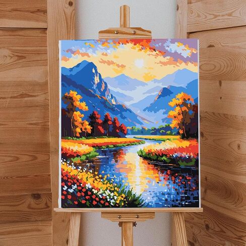 Lovepefe Snow Mountain Paint by Numbers Kit for Adults Beginner Waterfall Adult Paint by Number Kits On Canvas River Cabin Oil Painting Kit for Adults Kits for Gift Home Wall Decor 16x20 Inch in Saudi Arabia