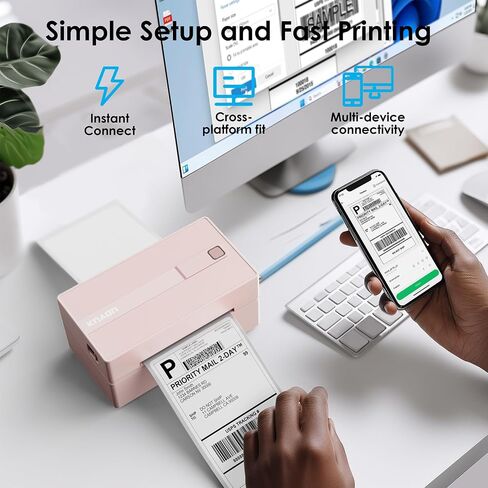 Bluetooth Thermal Shipping Label Printer, 4x6 Wireless Thermal Address Label Printer for Small Bussiness, Compatible with iPhone,Android,Windows,Mac,Chromebook –Works with eBay Shopify USPS&More in Kuwait