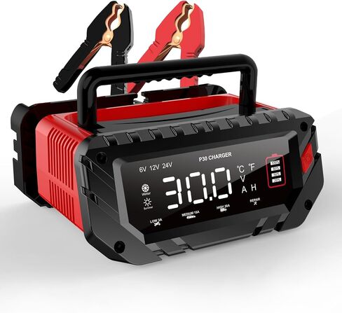 16 Amp Battery Charger, Car Battery Charger 6V 12V 24V Lithium,Lifepo4,Lead-Acid(AGM/Gel/SLA..),Battery Maintainer, Trickle Charger, and Battery Desulfator for Car,Boat,Motorcycle… in Kuwait