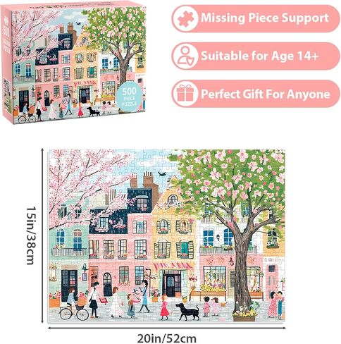 500 Piece Puzzles for Adults, Beach Jigsaw Puzzle for Adult Kids Seniors, Recycled Cardboard Landscape Puzzle 500 Pieces, Challenging Puzzles Family Activity Game Nights Gift for Friends 20.5 * 15IN in Saudi Arabia