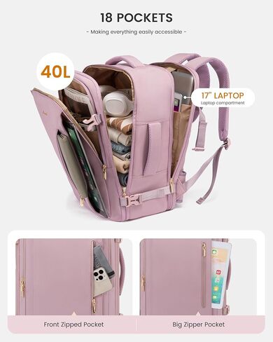 LOVEVOOK Travel Backpack For Women,42L Carry On Backpack Flight Approved,TSA Personal Item Travel Bag Fits 17.5 Inch Laptop,Business Weekender Overnight Daypack with Toiletry Bag and Cubes in Saudi Arabia