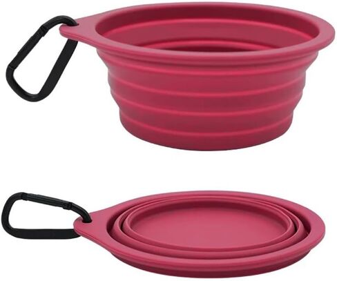 Collapsible Travel Pet Bowl with Carabiner, Portable Silicone Dog Bowl (Purple) in Saudi Arabia