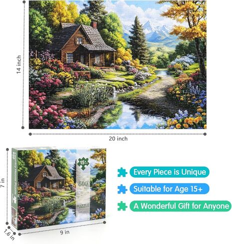 Motiloo الوطنية الكعك 500 قطعة للألغاز للبالغين - موضوع العلم الأمريكي ، مع ألغاز العمل الفني الأحمر والأزرق النابض بالحياة للعائلة العائلية وديكور المنزل in Kuwait