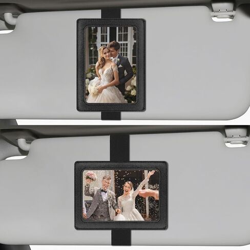 2Pcs Car Picture Holder, Acrylic Magnetic Personalized Photo Holder Car Accessories Car Photo Holder Car Visor Clip, Personalized Car Picture Frame, Suitable for Adding Family or Personal Photos in Saudi Arabia