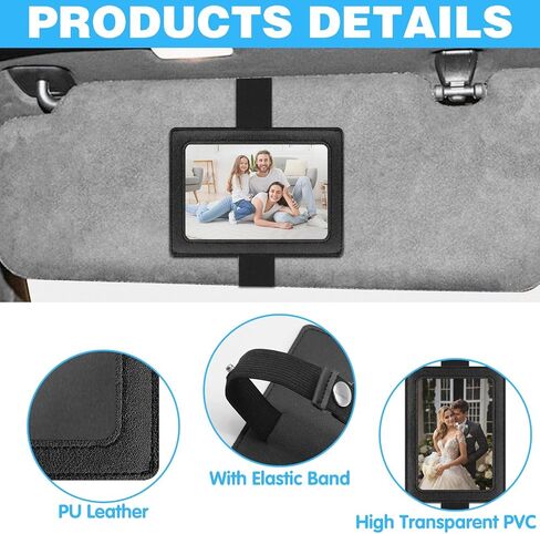 2Pcs Car Picture Holder, Acrylic Magnetic Personalized Photo Holder Car Accessories Car Photo Holder Car Visor Clip, Personalized Car Picture Frame, Suitable for Adding Family or Personal Photos in Saudi Arabia