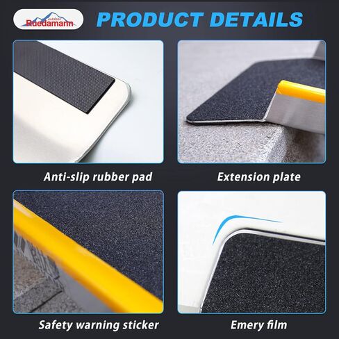 Ruedamann 47" Aluminum Shed Ramp, 1PC 600 LBS Capacity Loading Ramp for Motorcycle, 11 3/16" Wide Non-Slip Ramps for Shed Entry, ATV, UTV, Lawn Mower, Trailer, E-Bike in Kuwait