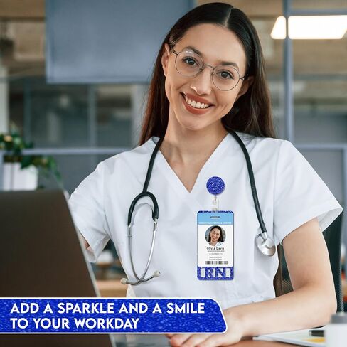 شارة RN الممتدة رفيق العمودي لطيف ممرضة مسجلة شارة الأصدقاء الملونة والبريق الاكريليك RN بطاقة مثالية معرف التمريض الموسع (اللؤلؤ الوردي الفاتح) in Saudi Arabia