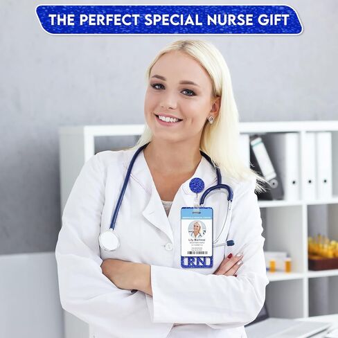 شارة RN الممتدة رفيق العمودي لطيف ممرضة مسجلة شارة الأصدقاء الملونة والبريق الاكريليك RN بطاقة مثالية معرف التمريض الموسع (اللؤلؤ الوردي الفاتح) in Saudi Arabia